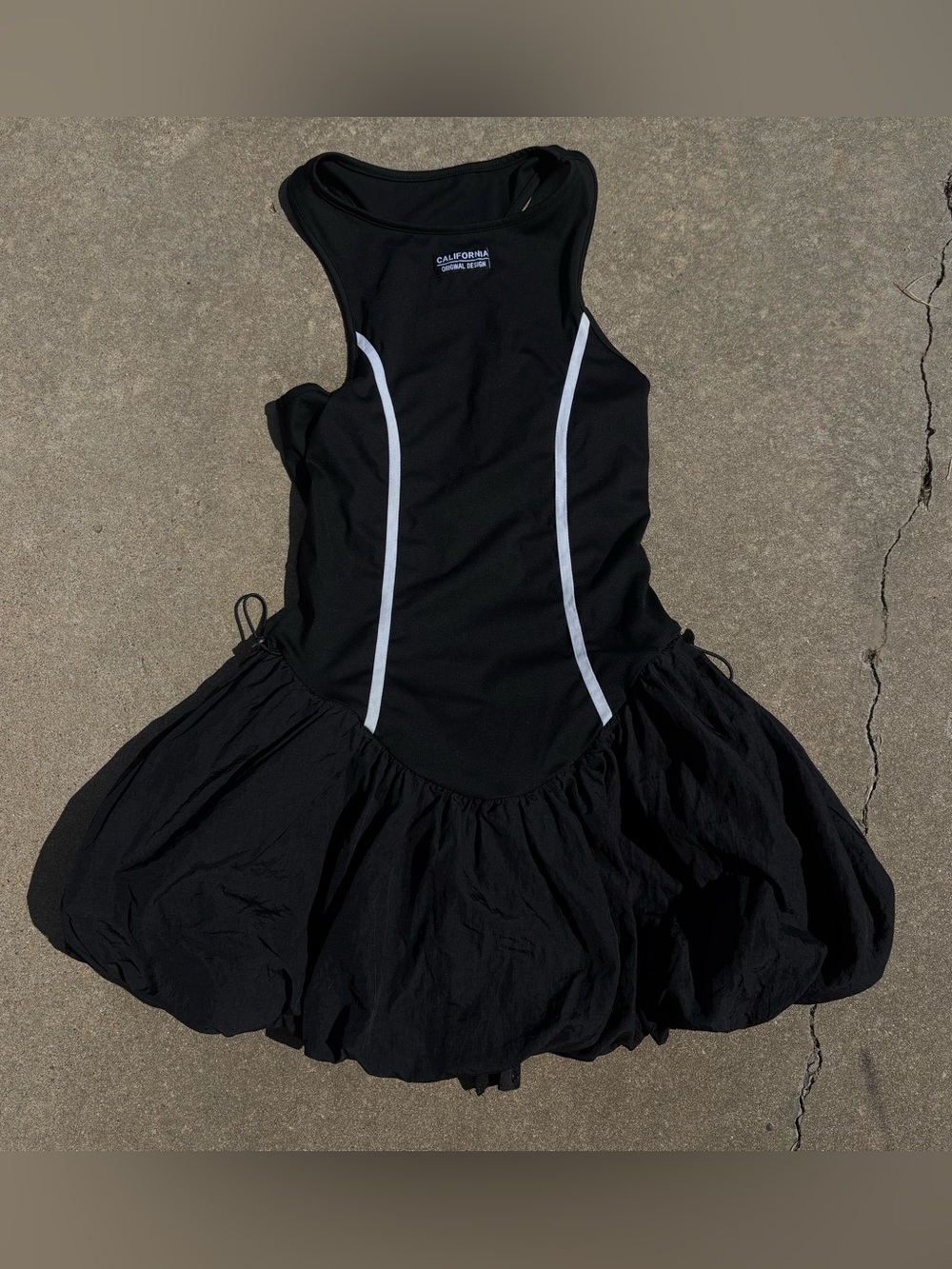 SHEIN Black Ballet Dress with White Piping